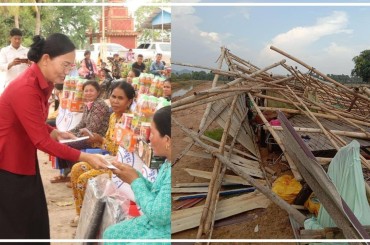 គ្រួសាររងគ្រោះដោយខ្យល់កន្ត្រាក់ ចំនួន៦៦គ្រួសារ  រស់នៅស្រុកបន្ទាយមាស បានទទួលអំណោយមនុស្សធម៌ពីសាខាកាកបាទក្រហម ខេត្តកំពត